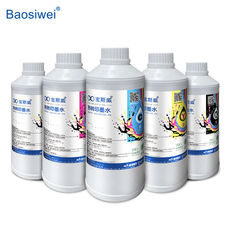 Baosiwei CMYK Tinta Transfer Panas C, M, Y, K 1000ml untuk Pencetakan Lemes